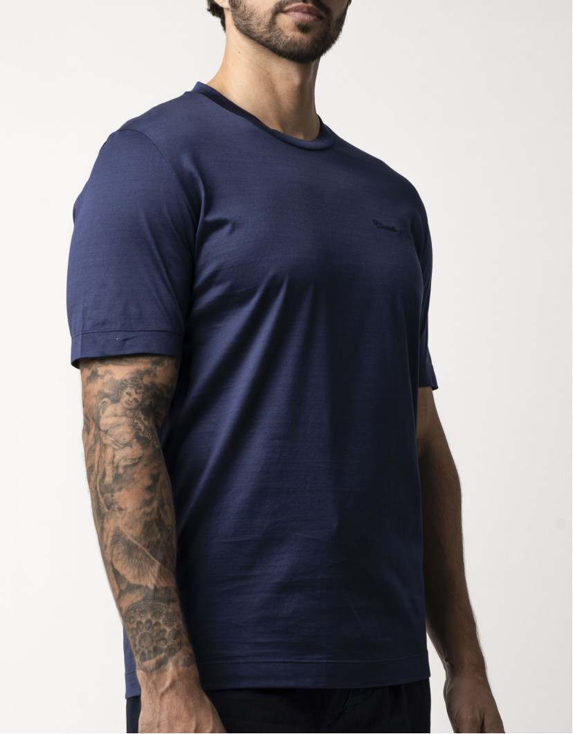 Castello d'Oro Navy Blue T-shirt 100% Cotton Regular Fit image